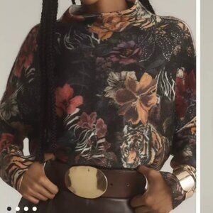 NWT Anthropologie Alani Cashmere Mock-Neck Sweater by Pilcro: Printed Edition